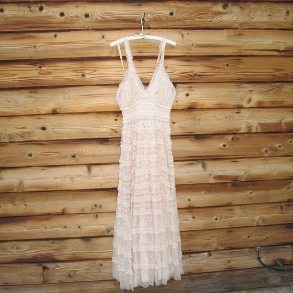 Mac Duggal 8037 Embroidered Floral evening Gown Dress Blush - Picture 8 of 16